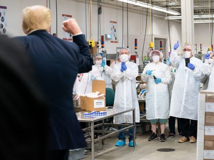 President Donald J. Trump participates in a tour of testing swab production facilities Fri