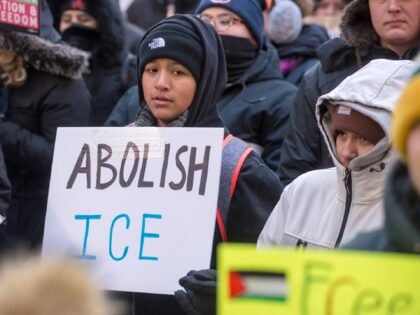 CHICAGO, ILLINOIS, UNITED STATES - JANUARY 20: Protesters march through downtown Chicago,