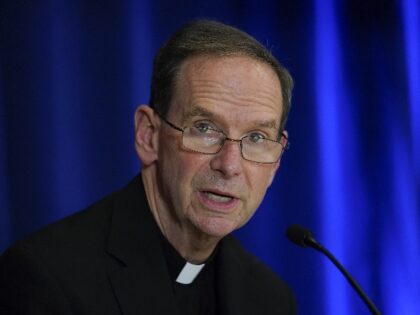 Bishop Michael Francis Burbidge, of the Arlington, Va., diocese, speaks during a news conf