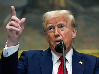 President Donald Trump speaks in the Roosevelt Room of the White House, Tuesday, Jan. 21,