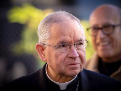 LOS ANGELES, CA - DECEMBER 25: Archbishop José Gomez at the Men's Central Jail to hold Ch