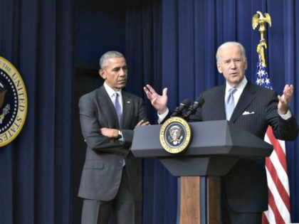 Joe Biden and Barack Obama during a signing ceremony in 2016. The former president took pa