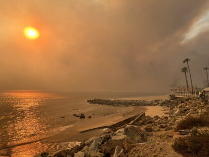 Fire beach (Joel Pollak / Breitbart News)