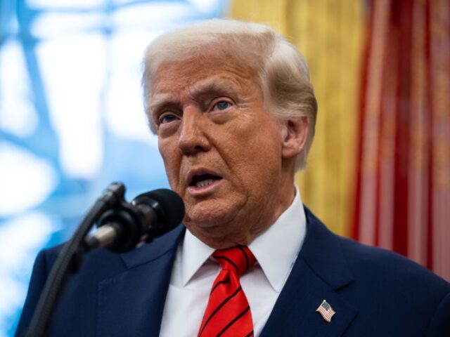 US President Donald Trump speaks after a swearing-in ceremony for Pam Bondi, US attorney g