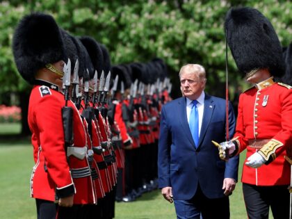 LONDON, ENGLAND - JUNE 03: US President Donald Trump inspects a Guard of Honour at Bucking