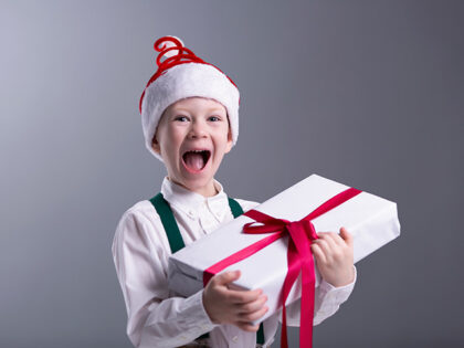 boy with Christmas present