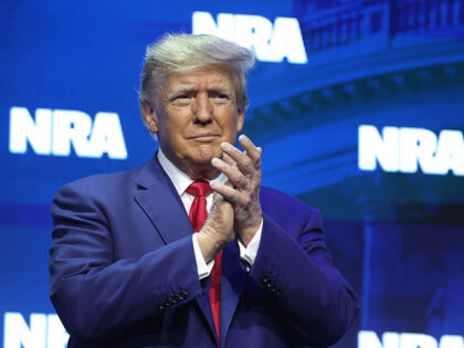 Former President Donald Trump speaks to guests at the 2023 NRA-ILA Leadership Forum on Apr