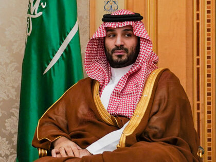 Saudi Arabia's Crown Prince Mohammed bin Salman looks on during his meeting with the US Se