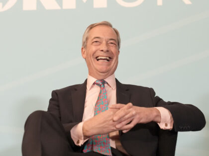 Reform UK leader Nigel Farage during a press conference at The May Fair hotel in central L