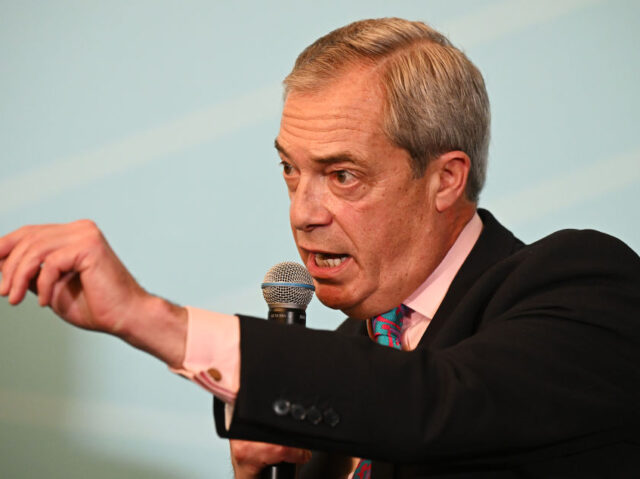 LONDON, ENGLAND - NOVEMBER 28: Leader of Reform UK, Nigel Farage talks while attending a R