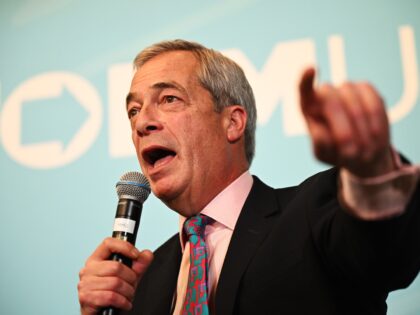 LONDON, ENGLAND - NOVEMBER 28: Leader of Reform UK, Nigel Farage talks while attending a R