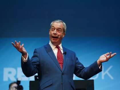 Reform UK leader Nigel Farage speaking during the Reform UK East Midlands Conference at th