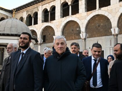 Italian Foreign Minister Antonio Tajani visits the 8th century Umayyad Mosque in the old c