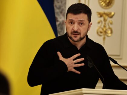 KYIV, UKRAINE - JANUARY 25: Volodymyr Zedenskyi, President of Ukraine speaks during a join