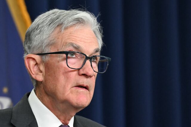 US Federal Reserve Chairman Jerome Powell speaks during a news conference at the end of th