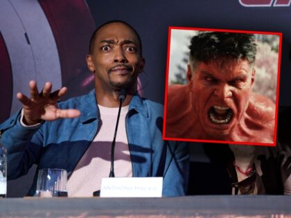 (INSET: "Red Hulk" in the likeness of Harrison Ford) Anthony Mackie (L) and Danny Ramírez