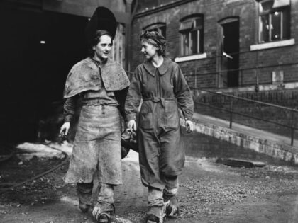 Women workers at an iron and steel company at Park Gate, Rotherham, ca. 1940. (Photo by ©