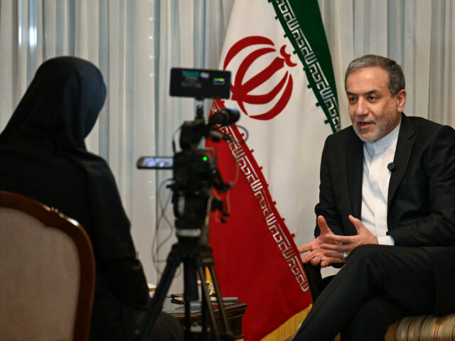 Abbas Araghchi, Minister of Foreign Affairs of Iran, is interviewed by an Iranian TV journ