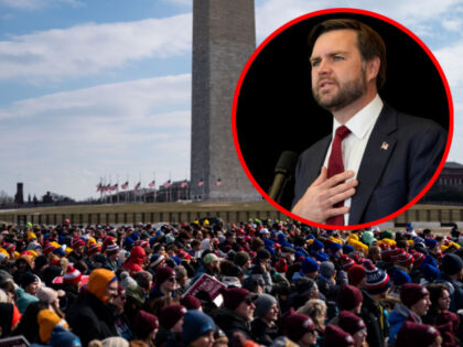 (INSET: JD Vance) People attend the annual March for Life rally on the National Mall on Ja