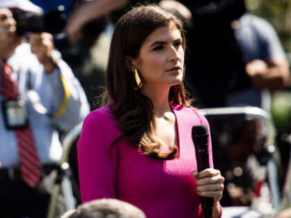 CNN's Kaitlan Collins asks questions of President Donald J. Trump during an announcem