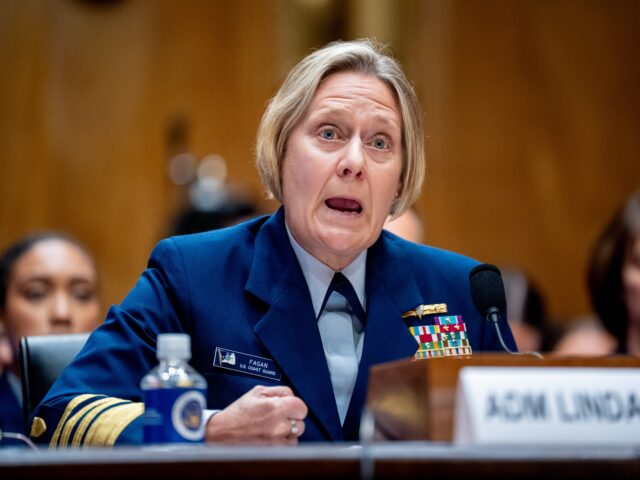 WASHINGTON, DC - JUNE 11: U.S. Coast Guard Commandant Adm. Linda Fagan speaks during a Sen