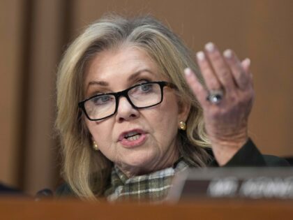 Sen. Marsha Blackburn, R-Tenn., questions Kash Patel, President Donald Trump's choice