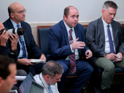 WASHINGTON, DC - JANUARY 28: Breitbart's Matt Boyle (C) asks White House Press Secret