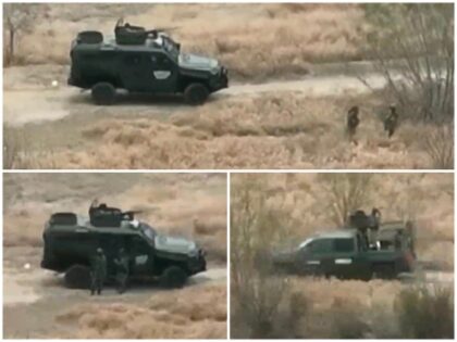 Mexican Army units patrol the south bank of the Rio Grande near the island where shots wer