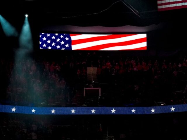 DETROIT, MICHIGAN - DECEMBER 20: A detail of the American flag is on display during the pl