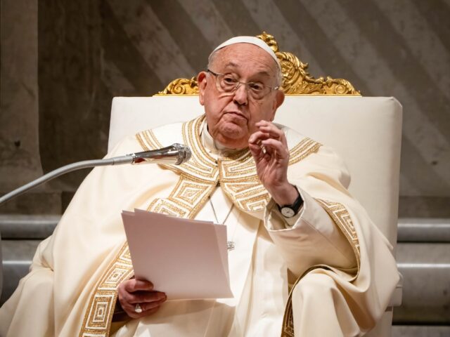 VATICAN - 2025/02/01: Pope Francis delivers his speech during the First Vespers on the Fea