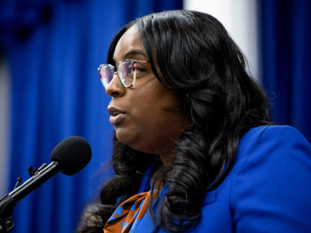 Representative LaMonica McIver, a Democrat from New Jersey, speaks during a news conferenc