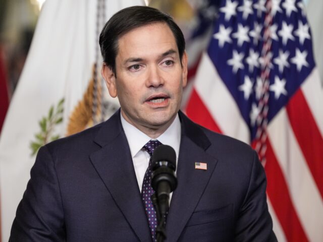 Marco Rubio, US secretary of state, speaks during a swearing-in ceremony in Washington, DC