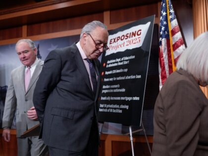 Senate Minority Leader Chuck Schumer, D-N.Y., joined by members of the Senate Budget Commi