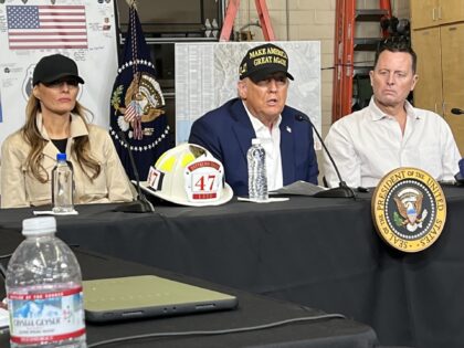 First Lady Melania Trump, President Donald Trump, and Ambassador Richard Grenell at a town