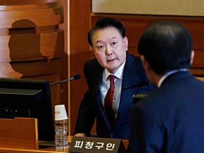 Yoon Suk Yeol, South Korea's president, arrives for a hearing for his impeachment trial at