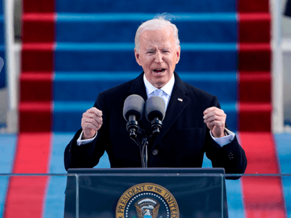 US President Joe Biden speaks after being sworn in as the 46th President of the US during