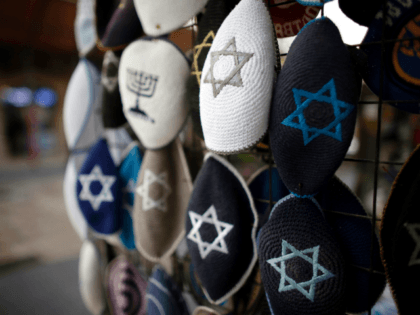 Jewish Kippas (skullcaps) are seen on display at a store in downtown west Jerusalem, on Ja